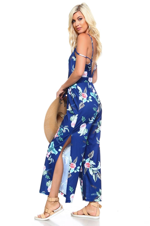 Dames jumpsuit met bloemenprint en strik