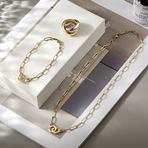 Sieradenset met paperclip-schakels