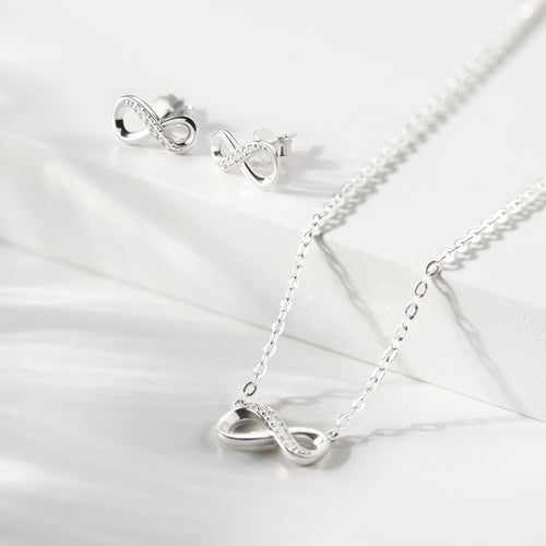 Witte CZ-steen Infinity-ketting