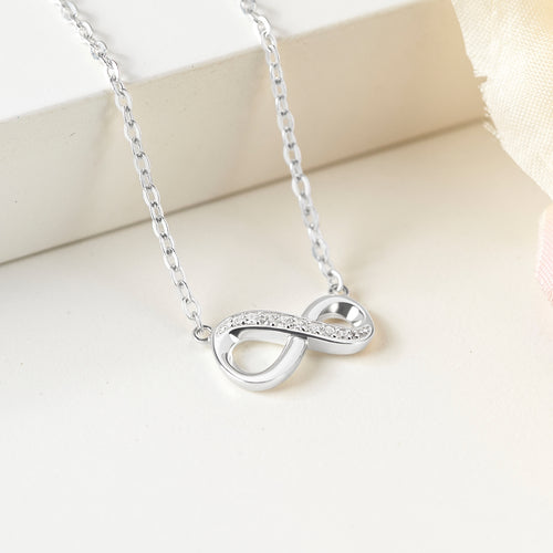 Witte CZ-steen Infinity-ketting