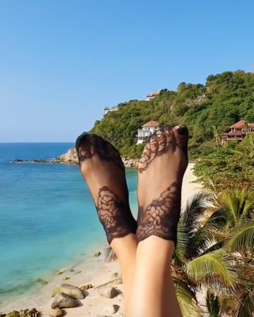 Zwarte kanten sokken voor dames TERESA